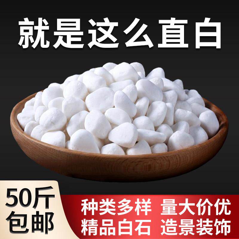 白色石子砾石鹅卵石庭院花园阳台铺地造景装饰石头天然白石子
