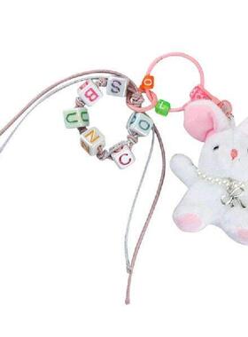 652F Lovely Plush Rabbits Bead Keychain Pendant Bag Fashion