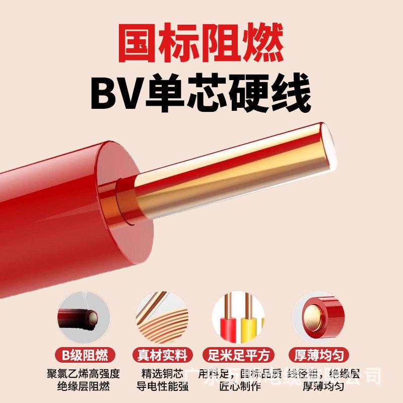 广东电缆厂国标电线BV1.5/2.5/4/6平方纯铜芯家装股硬线AAA牌