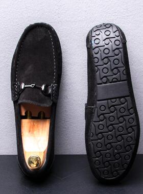 高档205新款豆豆鞋男韩潮品流版牌真皮鞋社会2精神小伙懒人鞋快手