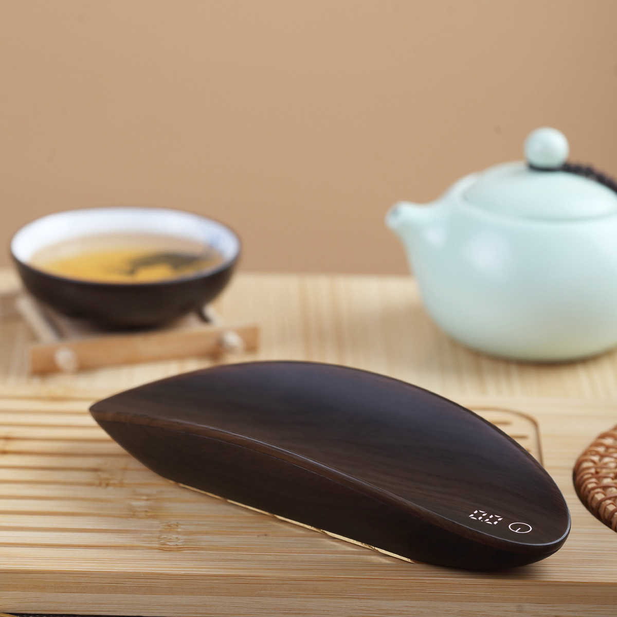 重量茶叶小型茶克多功能电子便捷电子秤茶色黑檀则茶道礼品广东