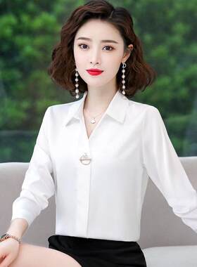 大码白色雪纺衬衫女2025春夏韩版中袖洋气上衣高级感职业显瘦衬衣