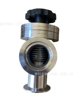 KF40真空卡盘L型角式手动挡板阀不锈钢CF8卡箍连接