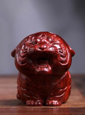 正宗小叶紫檀生肖萌虎年手把件小老虎摆件实木雕刻摆件装饰工艺礼
