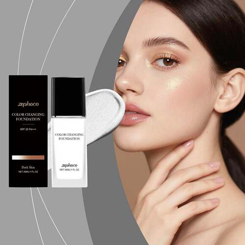 Zephoco Deep Skin Tone Color-Changing Foundation: Lightweigh