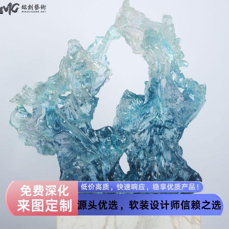 透明太湖石雕塑酒店大堂大型落地摆件透明树脂客厅玄关艺术装饰品