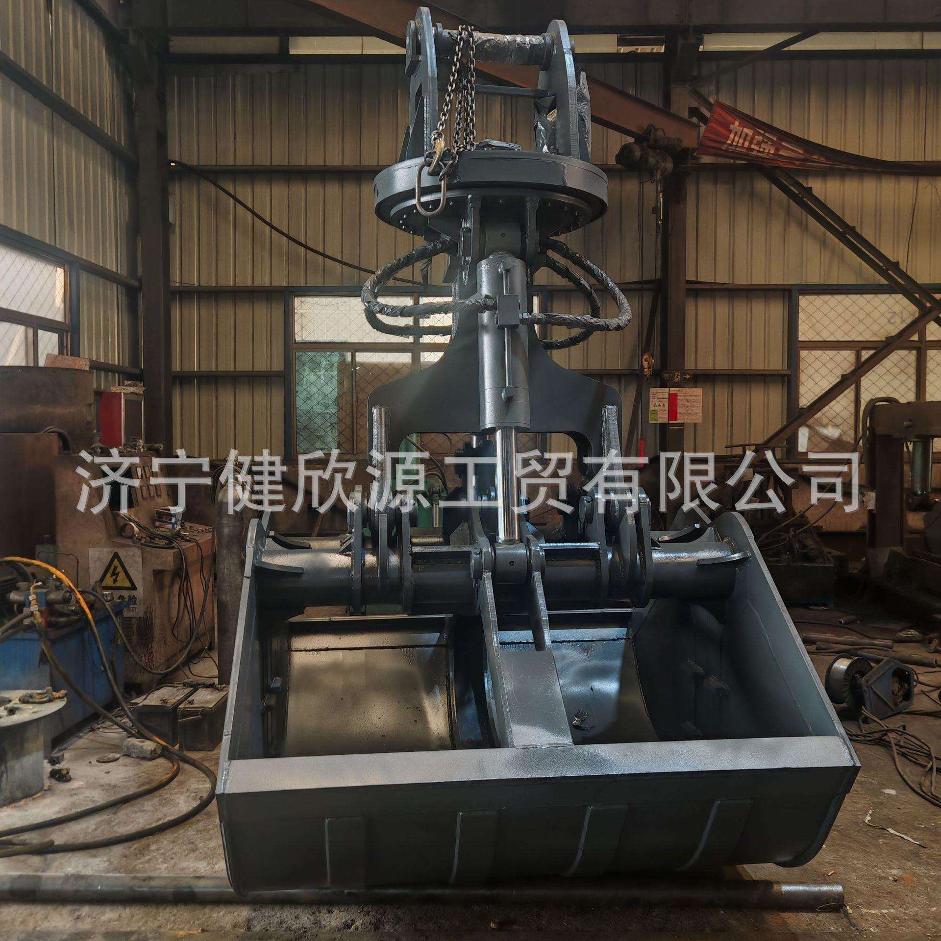 挖掘机大型贝型斗河道清淤双瓣蚌型斗行车抓沙旋转液压双开贝壳斗