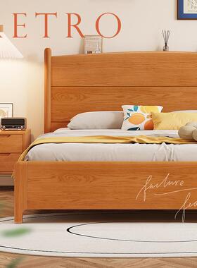 大厂室YFWJ-W01直销樱桃木色现卧代简约用双人床架家1米8床架白蜡