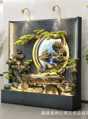 假山石鱼缸招水财流摆件阳台庭院落地办室XKQ循环水公隔断水幕屏