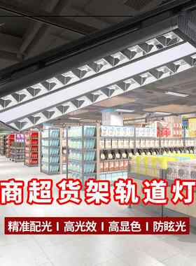 商超货架轨道射灯蔬菜水果专用偏光灯超市生鲜灯鲜肉灯双排补光灯
