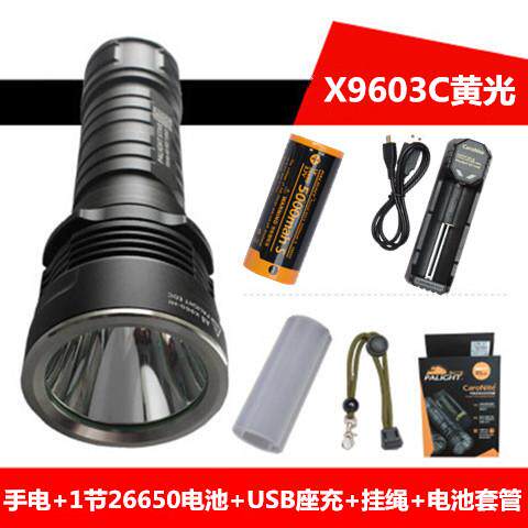 正品霸光手电便筒强0光A8可6充电2650超亮携家用迷你LED远射防水2