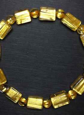 天然钛晶方糖手链 浓密板状猫眼钛晶发晶单圈手串珠链规格7.8毫米