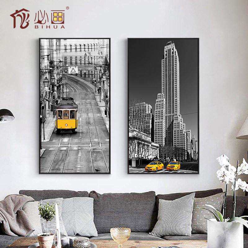 厂家直销 入户玄关挂画北欧家居装饰画巴黎印象壁画 玄关画竖版