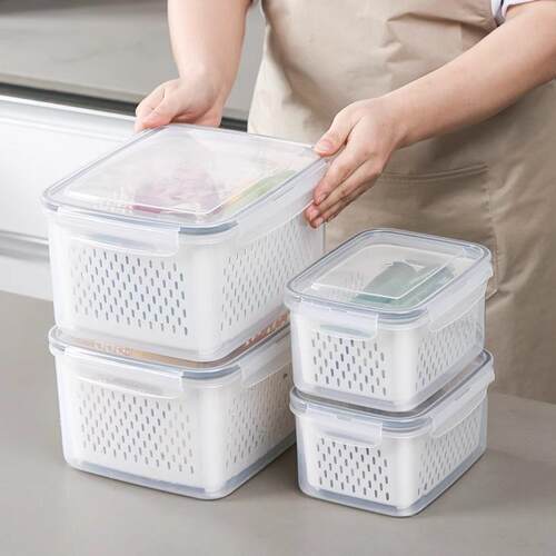 有FCM认证 热销冷藏冷冻密封冰箱沥水水果保鲜盒食品级专用厨房