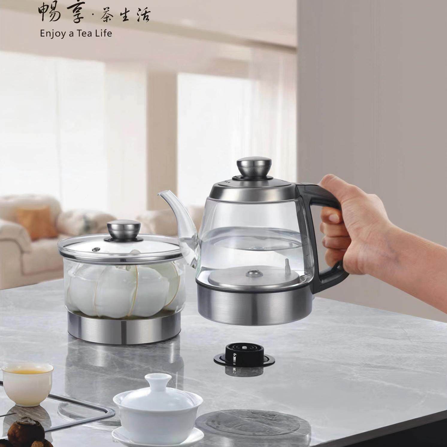 尚壶嵌入式底部上水双孔电热水壶手柄控制智能烧水壶电茶炉家多贝