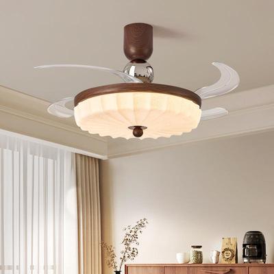 2025新款中古风客厅卧室大风力吊扇灯奶油风餐厅隐形吸顶电风扇灯