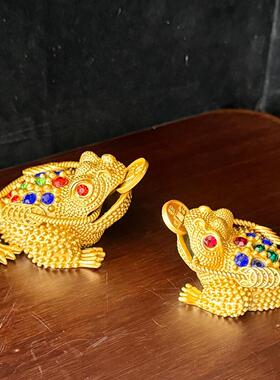 森舍金色摆件三足金蟾蟾蜍客厅办公室家居装饰店铺开业礼品摆件