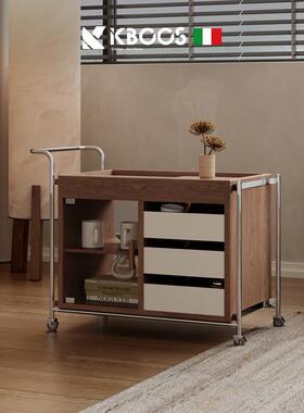 YH035d意式极简小推车边几多功能移动边几设计师侧柜艺术中古风沙