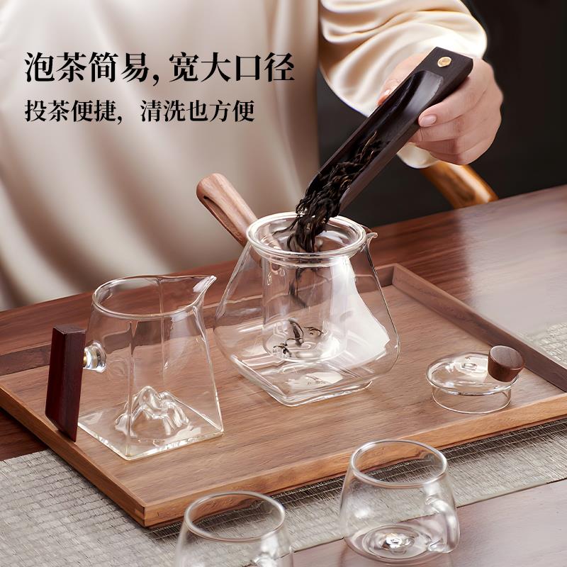 茶皇H03子家镂空侧把泡茶壶2250新款耐热滤玻璃茶壶泡茶用过茶具