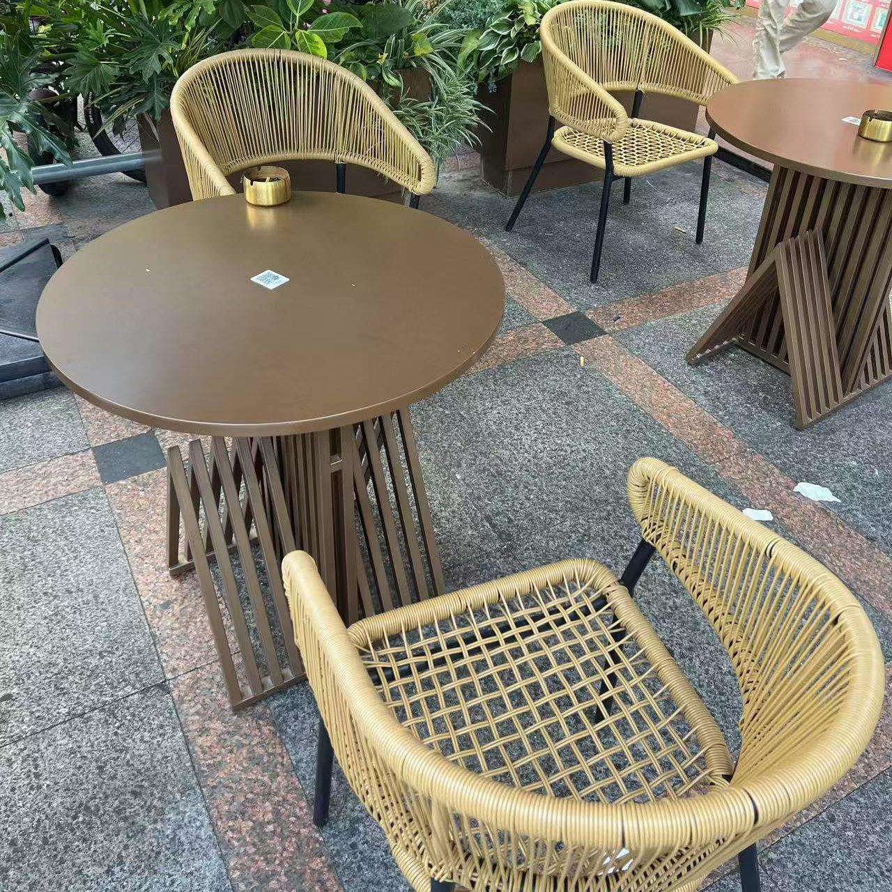 室外休闲藤椅子靠背椅铁艺休闲户外桌椅庭院室外露台阳台外摆组合