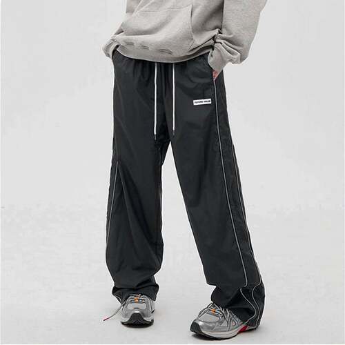Men Side Stripe Drawstring Waist Straight Leg Pants Casual
