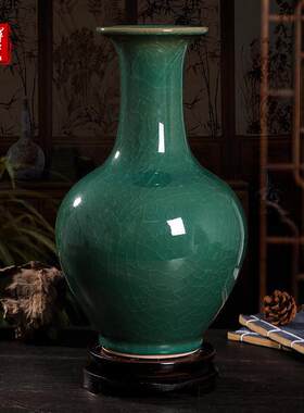 景德镇玉冰片花瓶电视柜瓷器中式仿古工艺装饰品家居办公摆件赏瓶