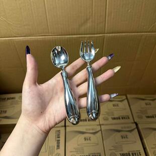 颜一好物 18-8不锈钢儿童叉子勺子宝宝副食品汤匙幼儿园家用勺空