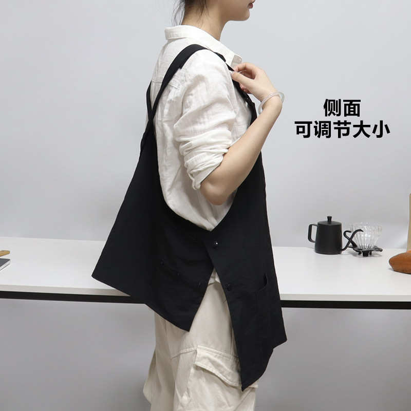 专用防水围裙韩式女咖啡店奶茶印LOGO调节背带工作围裙