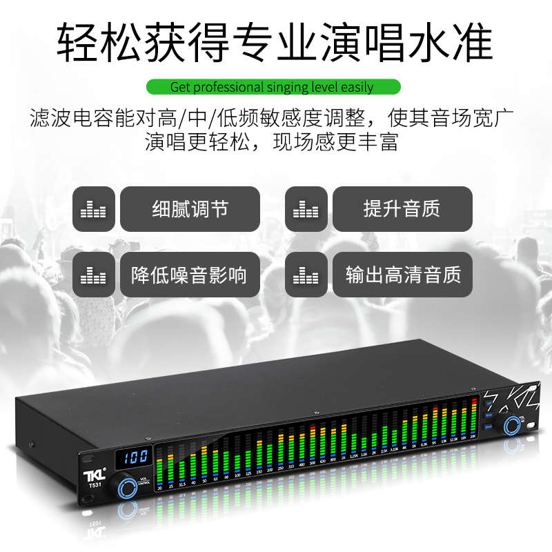 电子带降噪降噪t531均衡器处理家用舞台数字防门音频频谱啸叫显示