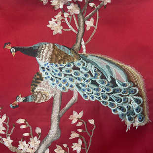 麻布绣花御扇红木沙发坐垫抱枕布料中国风 新中式