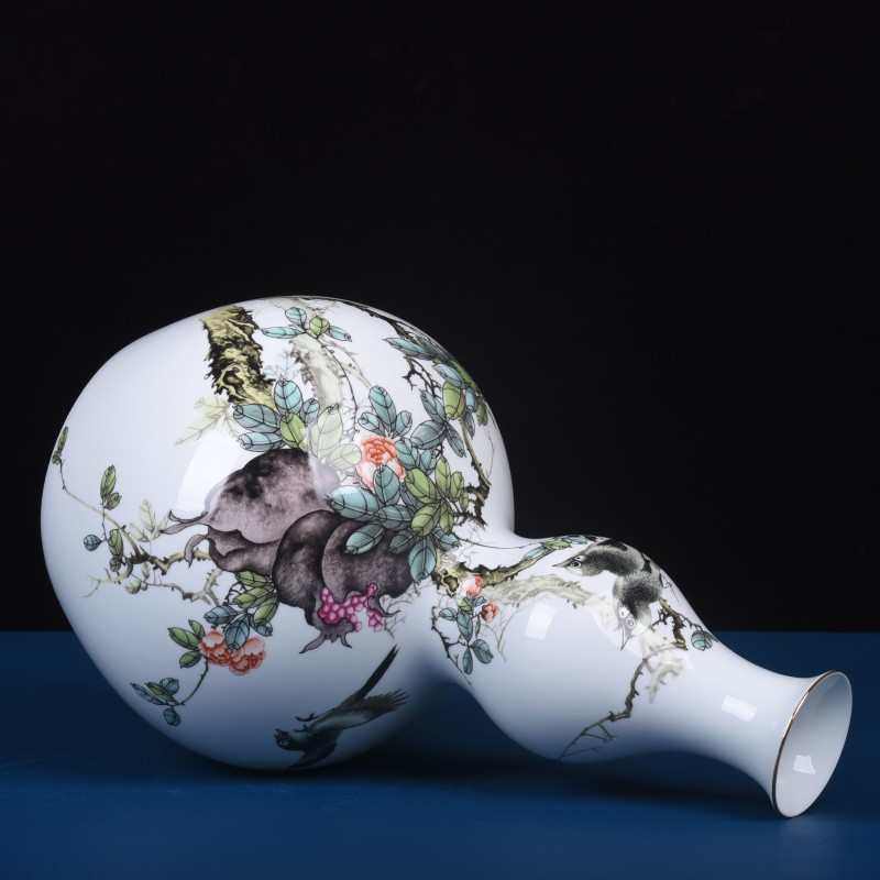 瓶酒柜薄胎描金高粉彩玄关葫芦中式现代摆件批发装饰品花鸟白泥新,家居饰品,花瓶,淘宝优惠券,粉丝福利购,淘宝优惠卷