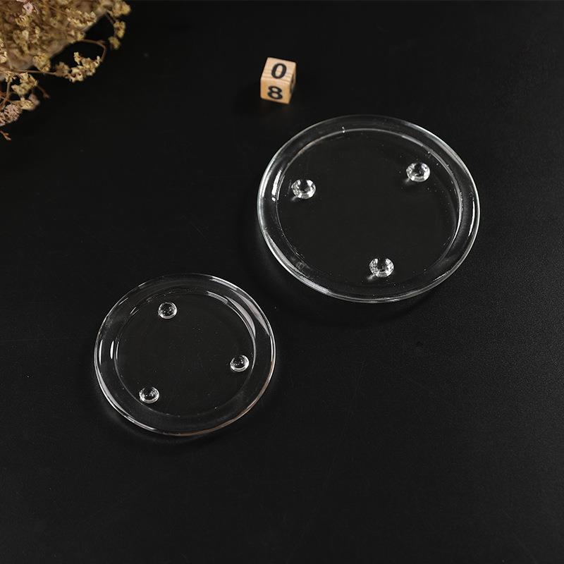 水晶玻璃托盘 香薰蜡烛底座烛台简约透明圆形家用浪漫摆件烛盘