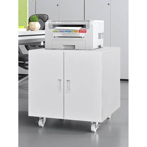 简单的现代打印机柜，覆印机放置平台，基础柜，双门地板柜，可移
