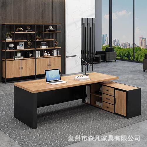 LOFT代带抽屉实DZBGZ909木办公经桌简约电现老板理大班台单人台式