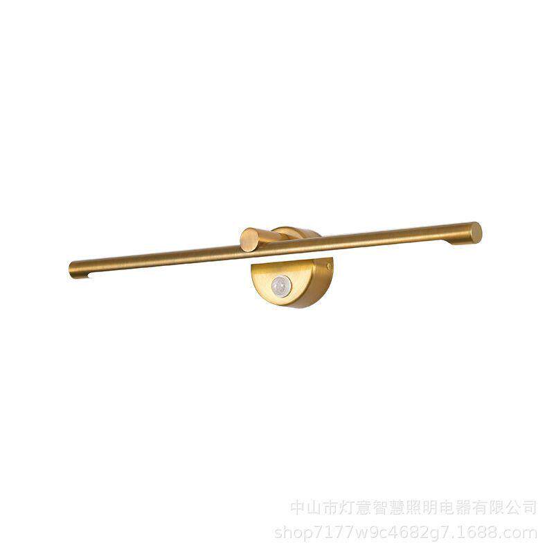 智能感应镜前灯卫生间镜灯LED浴室柜金色化妆补光灯免钉安装壁灯