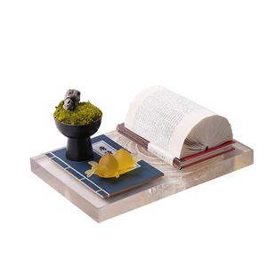 创意新中式 组合茶几桌面摆件售楼处饰品摆设 现代透明树脂托盘套装