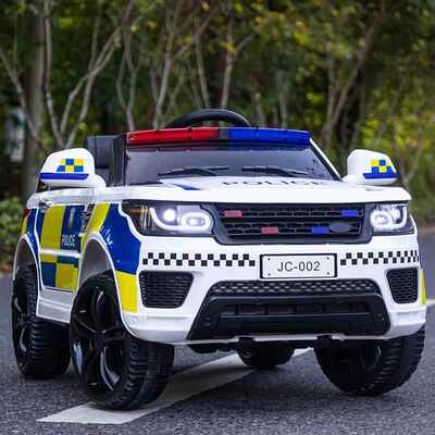 正品儿童电动车人四轮警车四宝驱汽车男女小孩带遥具控玩车可坐宝
