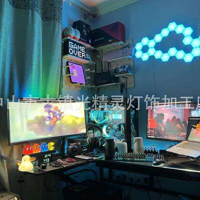 42拾VGIK电竞氛围灯六边形蜂巢墙量子灯声控音AP灯P遥控蜂窝卧室