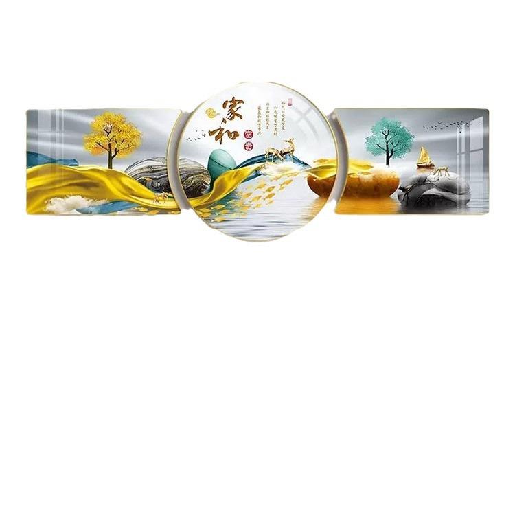 客厅装饰画新中式墙画沙发背景墙挂画轻奢现代简约三联画新款壁画