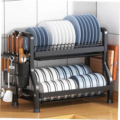 Large 3-Tier Dish Drying Rack Dish Drainer Utensil Holder