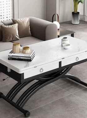 岩升降茶几实木小户型两一用桌GSU多功能家板用变体式钢化茶几秒