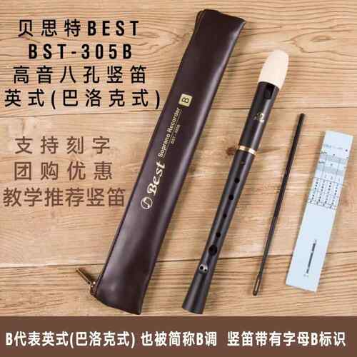 高档贝思特EBS巴T竖笛B调305B英式高洛克式八孔音C调学生音乐课教