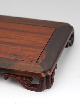 红木独板大红酸枝长方形明式底座花瓶奇石实木底座微型摆件盆景架