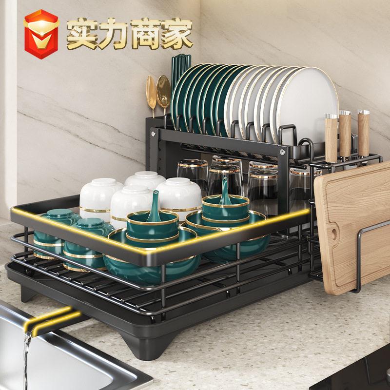 水槽置物架厨房沥水架 旋转碗架碗盘架碗碟收纳架洗碗槽碗筷柜盒