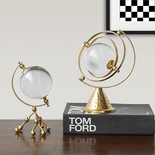 酒柜摆件客厅2026新款北欧现代风抽象铁艺水晶球客厅酒柜电视柜玄