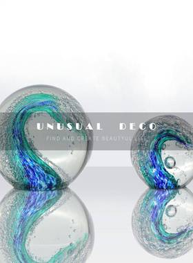 xyt极简轻奢海洋玻璃水晶球摆件琉璃工艺品客厅家居鱼缸造景装饰