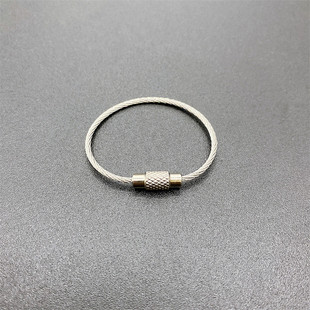 彩色钢丝绳不锈钢钥匙圈绳户外配件汽车拉伸钥匙扣回弹钥匙扣环扣