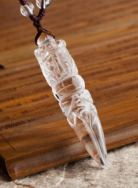 源头直供天然水晶吊坠项链精雕金刚杵法器挂件重约28克项坠男女款