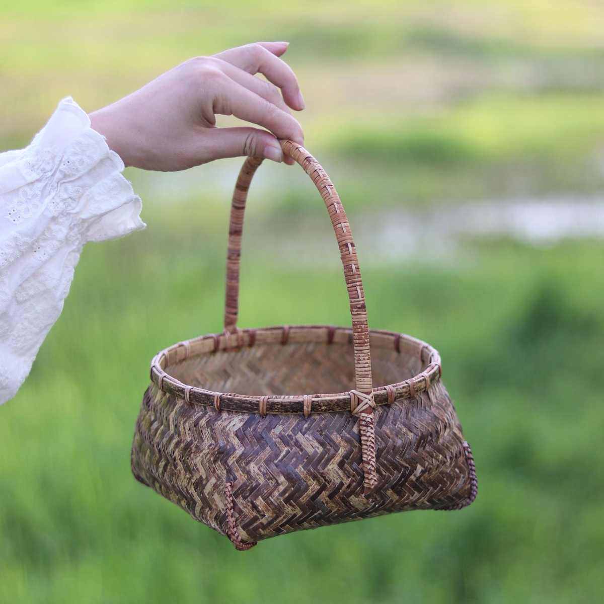 筐手工竹筐竹篮七月配紫竹点心 收纳手提复古编零茶道七篮水果,特色手工艺,竹编/竹雕,淘宝优惠券,粉丝福利购,淘宝优惠卷