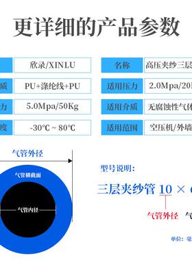 PU气管夹纱管高压包纱软管空压机气管8x5mm10x6.5 12x8耐压20公斤